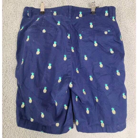 Isaac Mizrahi Blue Embroidered Pineapple Shorts Mens Sz 32 9" Inseam - Picture 2 of 6